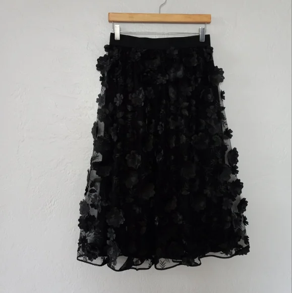 Anthropologie Black Floral Skirt - Picture 11 of 15